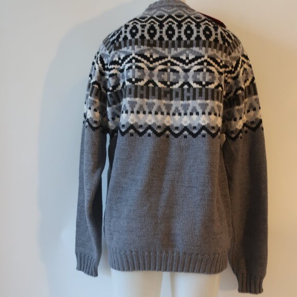 NWT Mens Hugo Boss Gray Black Virgin Wool Blend Chunky Knit Crew Neck Sweater L* - Picture 11 of 12
